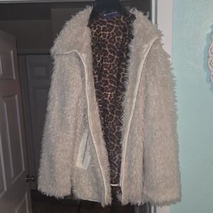 Steve Madden Cream Faux Fur Bomber Jacket